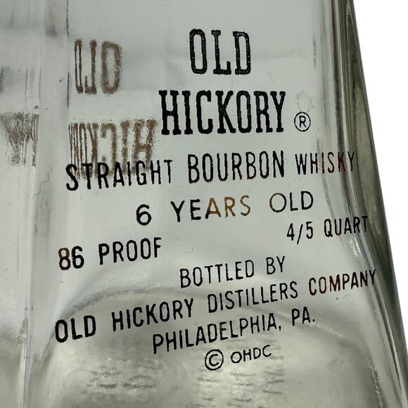 Vintage Old Hickory Straight Bourbon Whiskey Decanter Bottle w/ Stopper - Picture 4 of 7